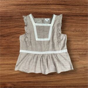 Ice Bird Beige Lace Trim Top